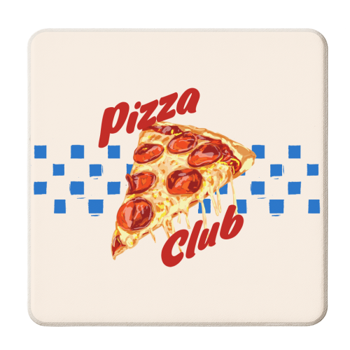 Pizza Club Retro Pepperoni Slice - personalised beer coaster by EZbie