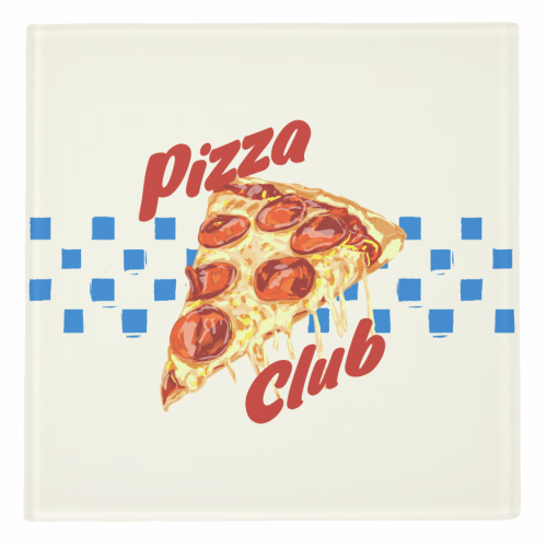 Pizza Club Retro Pepperoni Slice - personalised beer coaster by EZbie