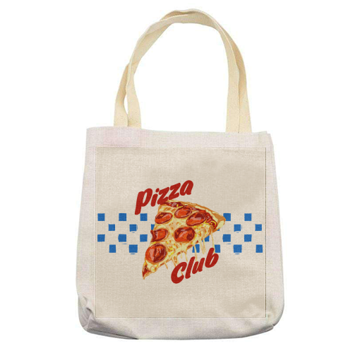 Pizza Club Retro Pepperoni Slice - printed canvas tote bag by EZbie