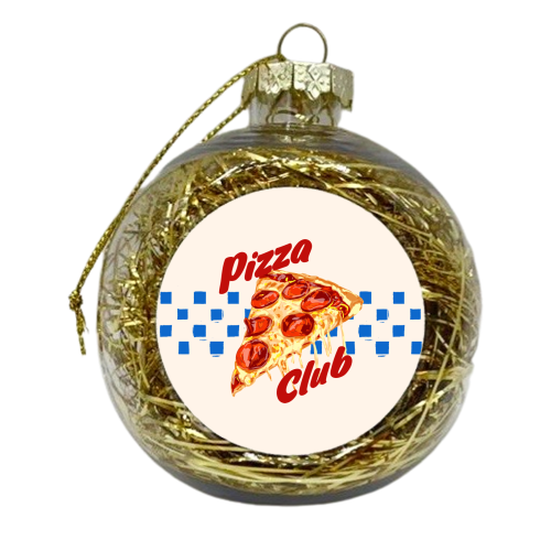 Pizza Club Retro Pepperoni Slice - xmas bauble by EZbie