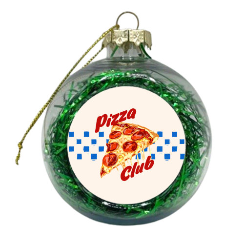 Pizza Club Retro Pepperoni Slice - xmas bauble by EZbie
