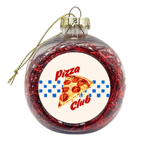 Pizza Club Retro Pepperoni Slice - xmas bauble by EZbie