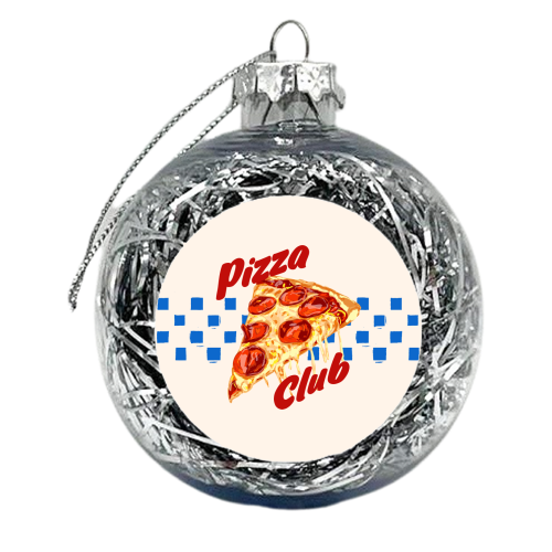 Pizza Club Retro Pepperoni Slice - xmas bauble by EZbie