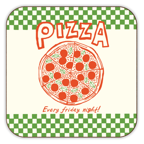 Pizza - Every Friday Night! - personalised beer coaster by The Boy and the Bear