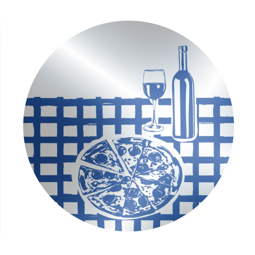 Pizza & Wine Night – Hand-Drawn Doodle Art - Circle Sticker by EZbie