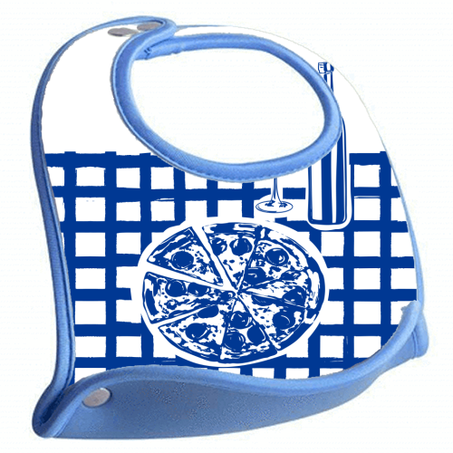 Pizza & Wine Night – Hand-Drawn Doodle Art - feeding bib by EZbie