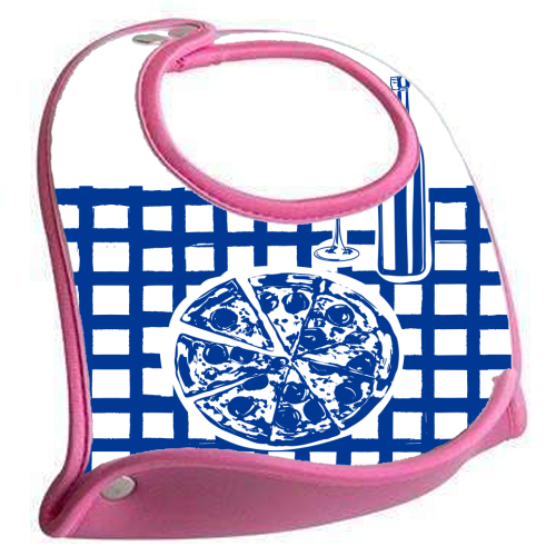 Pizza & Wine Night – Hand-Drawn Doodle Art - feeding bib by EZbie