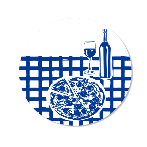 Pizza & Wine Night – Hand-Drawn Doodle Art - Magnet by EZbie