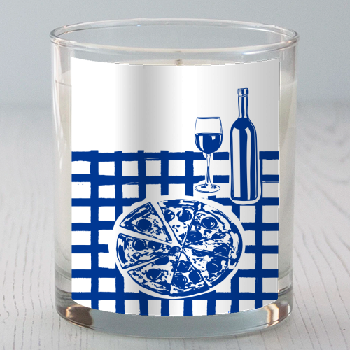 Pizza & Wine Night – Hand-Drawn Doodle Art - scented candle by EZbie