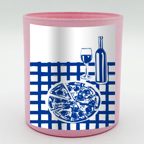 Pizza & Wine Night – Hand-Drawn Doodle Art - scented candle by EZbie