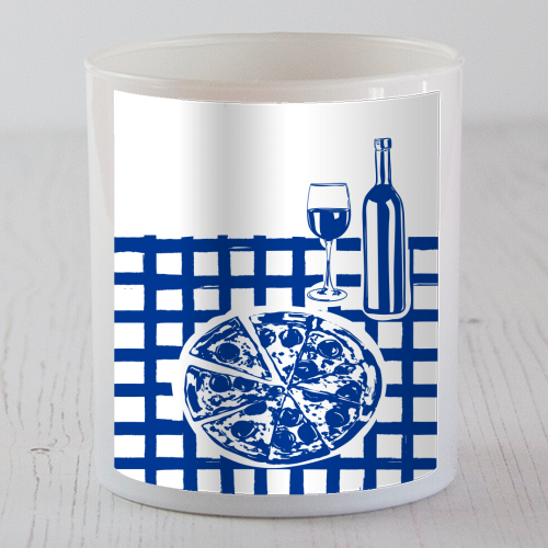 Pizza & Wine Night – Hand-Drawn Doodle Art - scented candle by EZbie