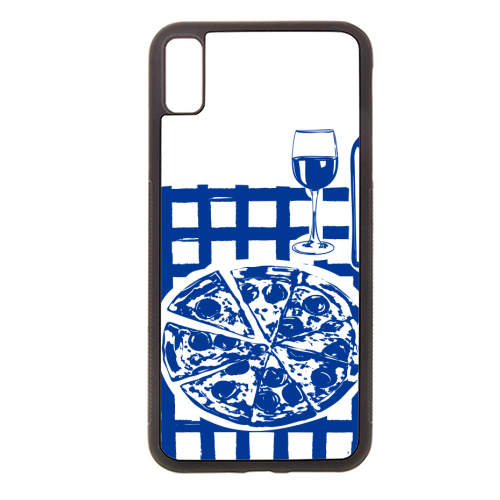 Pizza & Wine Night – Hand-Drawn Doodle Art - stylish phone case by EZbie
