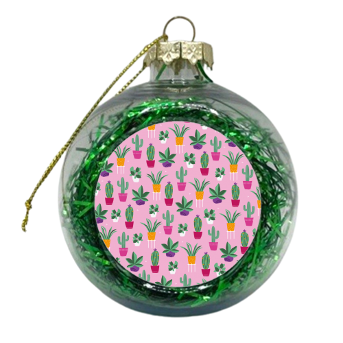 plant power pink - xmas bauble by sarah morley