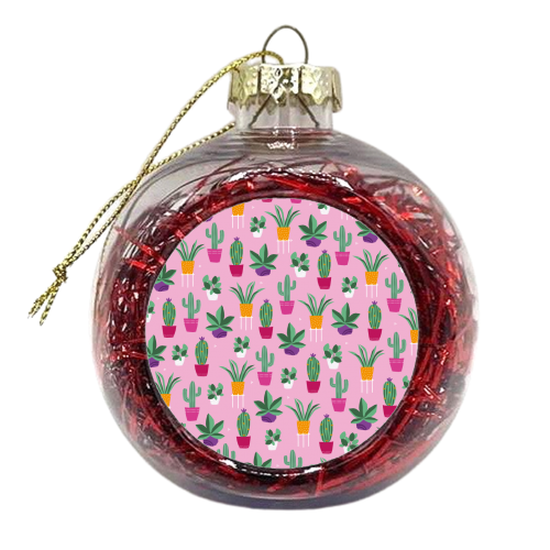 plant power pink - xmas bauble by sarah morley