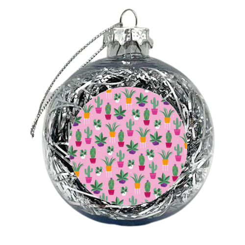 plant power pink - xmas bauble by sarah morley