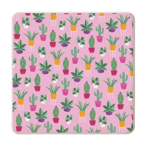 plant power pink - personalised beer coaster by sarah morley
