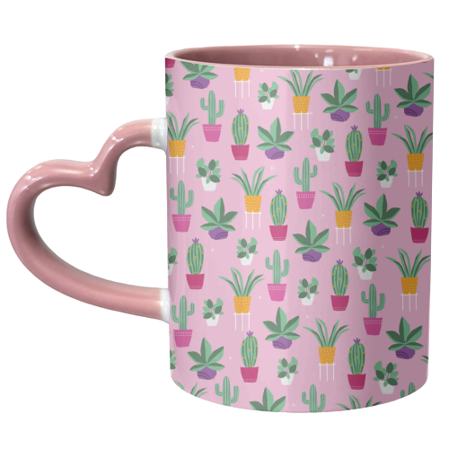 plant power pink - unique mug by sarah morley