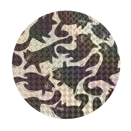 Playful Black Cat Pattern – Halloween Spooky Vibe - Circle Sticker by Ania Wieclaw