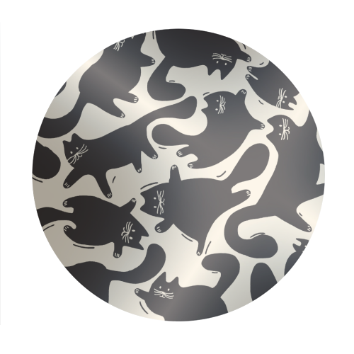 Playful Black Cat Pattern – Halloween Spooky Vibe - Circle Sticker by Ania Wieclaw