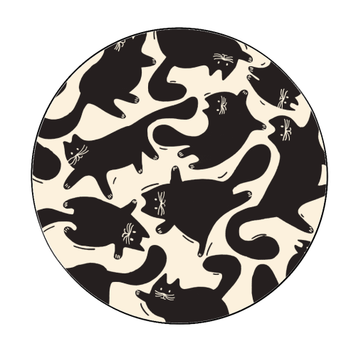 Playful Black Cat Pattern – Halloween Spooky Vibe - Circle Sticker by Ania Wieclaw