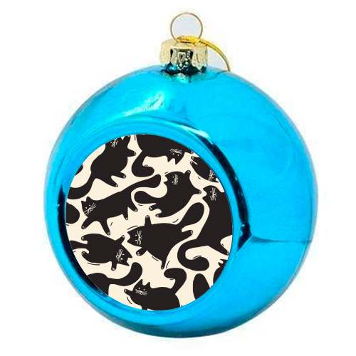 Playful Black Cat Pattern – Halloween Spooky Vibe - colourful christmas bauble by Ania Wieclaw