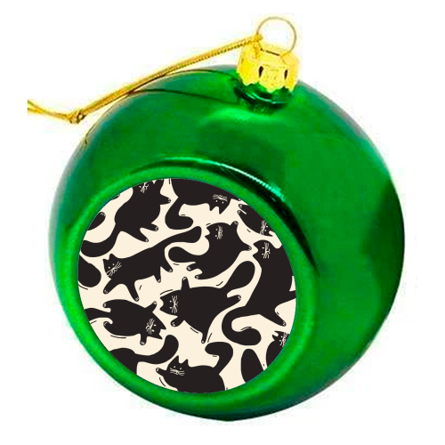 Playful Black Cat Pattern – Halloween Spooky Vibe - colourful christmas bauble by Ania Wieclaw