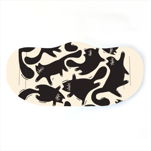 Playful Black Cat Pattern – Halloween Spooky Vibe - face cover mask by Ania Wieclaw
