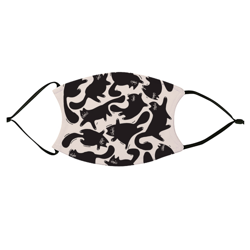 Playful Black Cat Pattern – Halloween Spooky Vibe - face cover mask by Ania Wieclaw