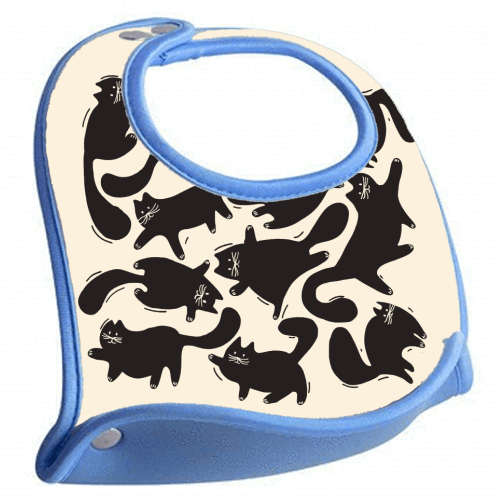 Playful Black Cat Pattern – Halloween Spooky Vibe - feeding bib by Ania Wieclaw