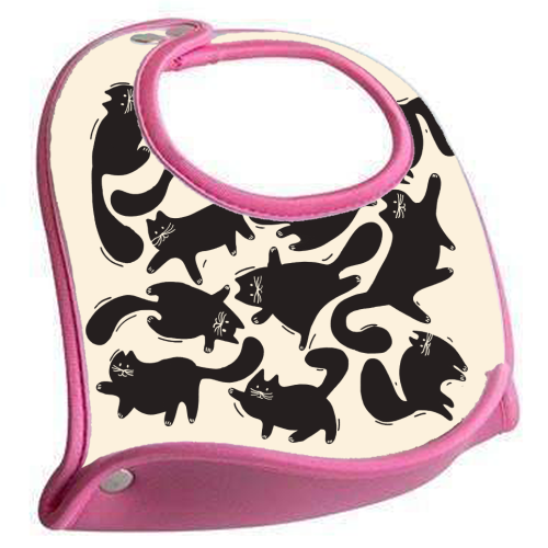 Playful Black Cat Pattern – Halloween Spooky Vibe - feeding bib by Ania Wieclaw
