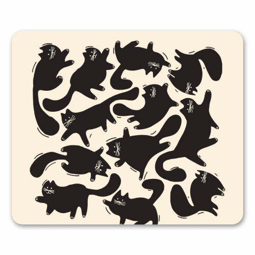 Playful Black Cat Pattern – Halloween Spooky Vibe - mouse mat by Ania Wieclaw