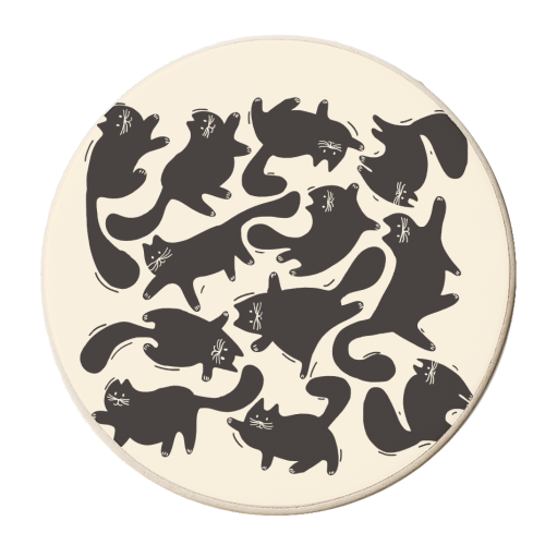 Playful Black Cat Pattern – Halloween Spooky Vibe - personalised beer coaster by Ania Wieclaw