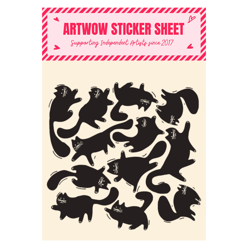 Playful Black Cat Pattern – Halloween Spooky Vibe - Sticker Sheet by Ania Wieclaw