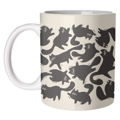 Playful Black Cat Pattern – Halloween Spooky Vibe - unique mug by Ania Wieclaw