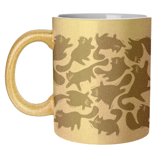 Playful Black Cat Pattern – Halloween Spooky Vibe - unique mug by Ania Wieclaw