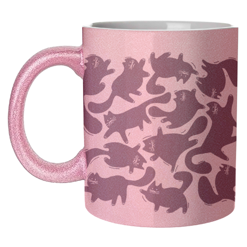 Playful Black Cat Pattern – Halloween Spooky Vibe - unique mug by Ania Wieclaw