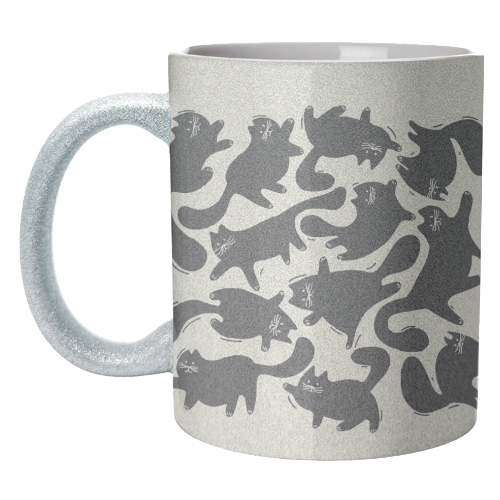 Playful Black Cat Pattern – Halloween Spooky Vibe - unique mug by Ania Wieclaw
