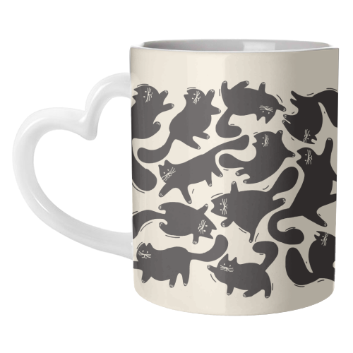 Playful Black Cat Pattern – Halloween Spooky Vibe - unique mug by Ania Wieclaw