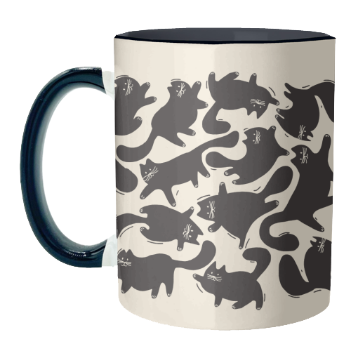 Playful Black Cat Pattern – Halloween Spooky Vibe - unique mug by Ania Wieclaw
