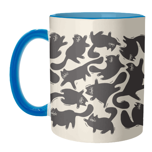 Playful Black Cat Pattern – Halloween Spooky Vibe - unique mug by Ania Wieclaw