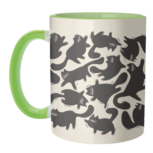 Playful Black Cat Pattern – Halloween Spooky Vibe - unique mug by Ania Wieclaw
