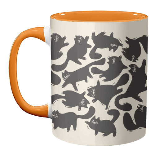 Playful Black Cat Pattern – Halloween Spooky Vibe - unique mug by Ania Wieclaw