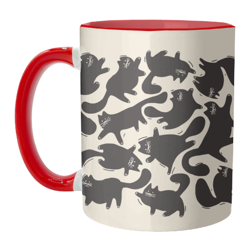 Playful Black Cat Pattern – Halloween Spooky Vibe - unique mug by Ania Wieclaw