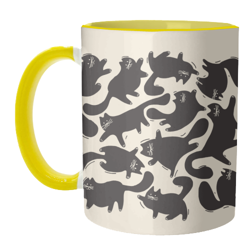 Playful Black Cat Pattern – Halloween Spooky Vibe - unique mug by Ania Wieclaw