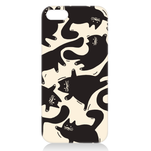 Playful Black Cat Pattern – Halloween Spooky Vibe - unique phone case by Ania Wieclaw