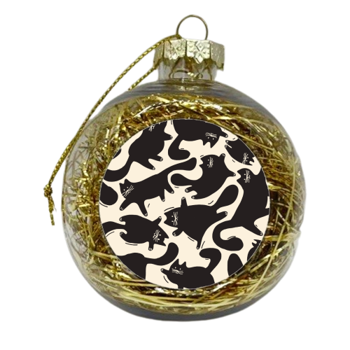 Playful Black Cat Pattern – Halloween Spooky Vibe - xmas bauble by Ania Wieclaw