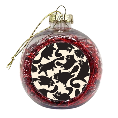 Playful Black Cat Pattern – Halloween Spooky Vibe - xmas bauble by Ania Wieclaw