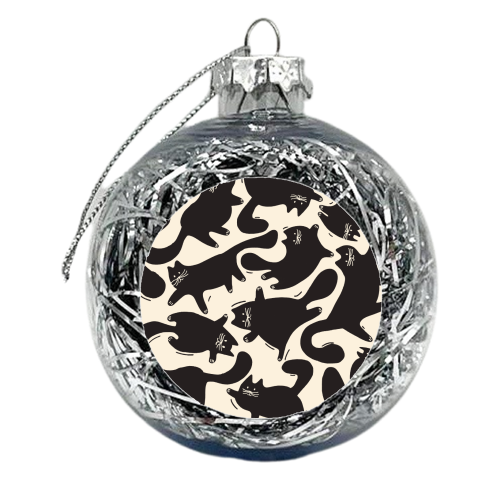 Playful Black Cat Pattern – Halloween Spooky Vibe - xmas bauble by Ania Wieclaw