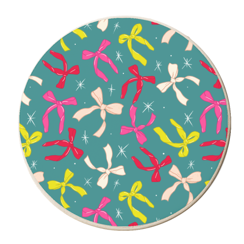 Playful Colorful Ribbon Print - personalised beer coaster by Ania Wieclaw
