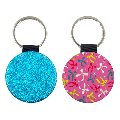 Playful Ribbon Pattern On Pink - keyring by Ania Wieclaw